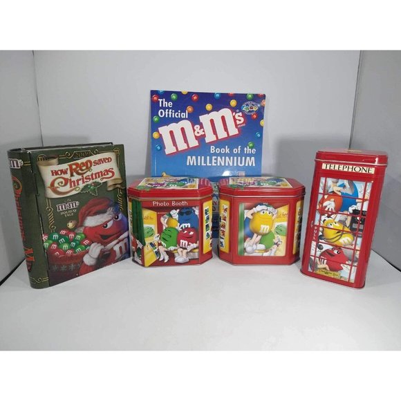 M&M'S Accents Mms Christmas Village Tins Limited Edition Lot Of 4